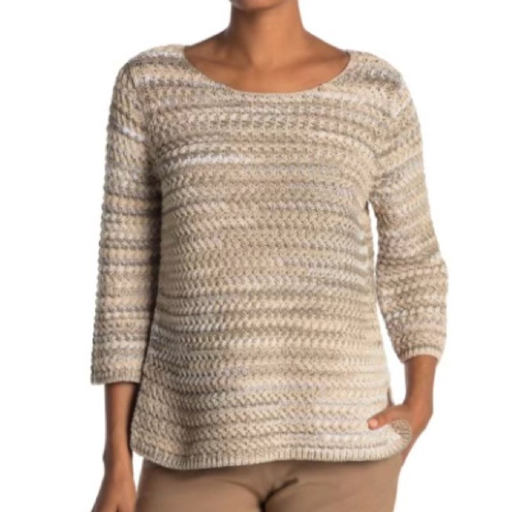 NWT ST. JOHN COLLECTION 3/4 Sleeve Basketweave Sweater